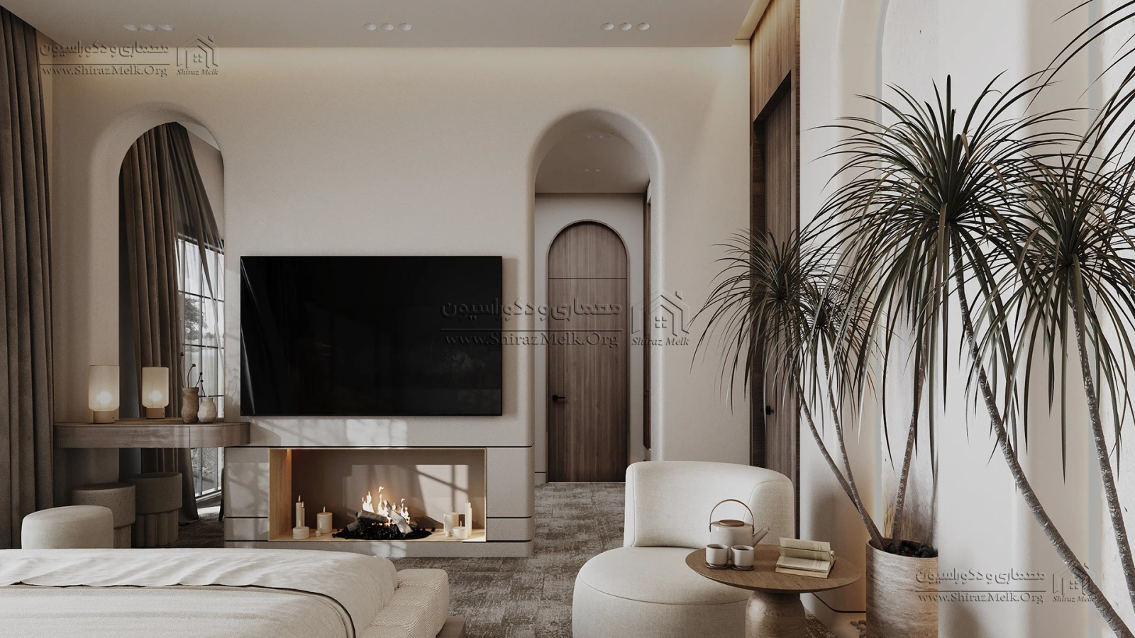 معماری داخلی آرام و مینیمال با جزئیات هنری