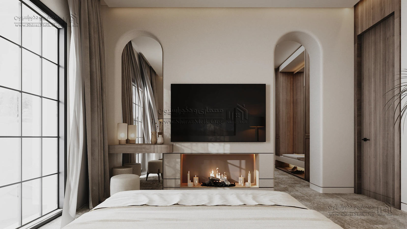 TV Wall مستر با فریم چوبی و فضاهای دکوراتیو